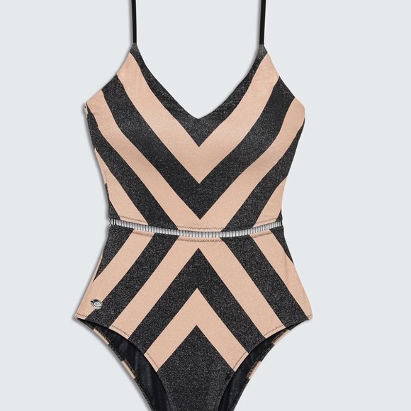 Biliblond Arava Stripes Black and Nude, M,  NWT - Picture 1 of 7